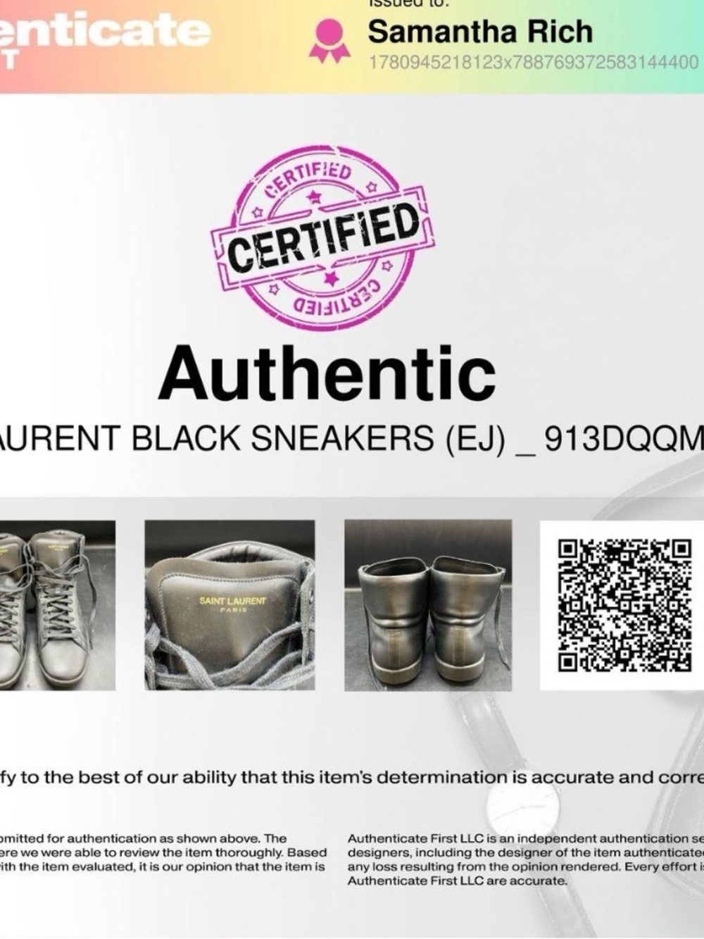 Saint Laurent Black Leather High-Top Sneakers with Gold Logo - Picture 7 of 7